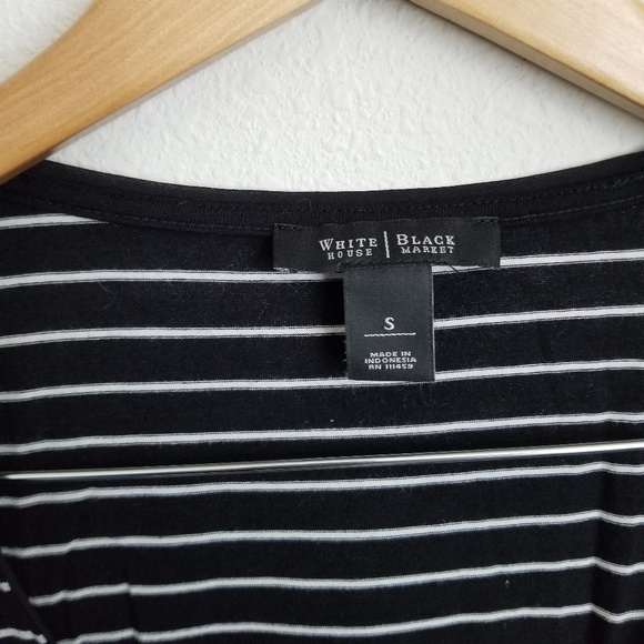 WHBM Black/White Striped Scoop Neck Top Sz Small - Picture 3 of 8